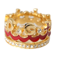 Dolce & Gabbana Gold Tone BrassCrystal Enamel DG CROWN Statement Ring