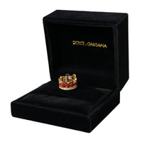 Dolce & Gabbana Gold Tone BrassCrystal Enamel DG CROWN Statement Ring