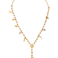 Dolce & Gabbana Gold Tone Chain Brass Beaded Statement Sicily Necklace