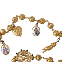 Dolce & Gabbana Gold Tone Chain Brass Beaded Statement Sicily Necklace