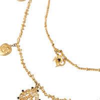 Dolce & Gabbana Gold Tone Chain Brass Charm Statement Sicily Necklace