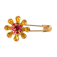 Dolce & Gabbana Gold Brass Floral Crystal Jewelry Brooch Pin