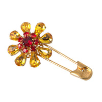 Dolce & Gabbana Gold Brass Floral Crystal Jewelry Brooch Pin