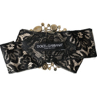 Dolce & Gabbana Black Lace Crystal Handmade Brooch Hair Pin