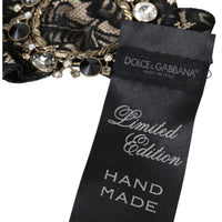 Dolce & Gabbana Black Lace Crystal Handmade Brooch Hair Pin