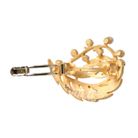 Dolce & Gabbana Gold Brass Leaf Embellished Jewelry Brooch Hair Pin