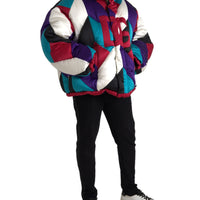 Dolce & Gabbana Multicolor Logo Windbreaker Puffer Jacket