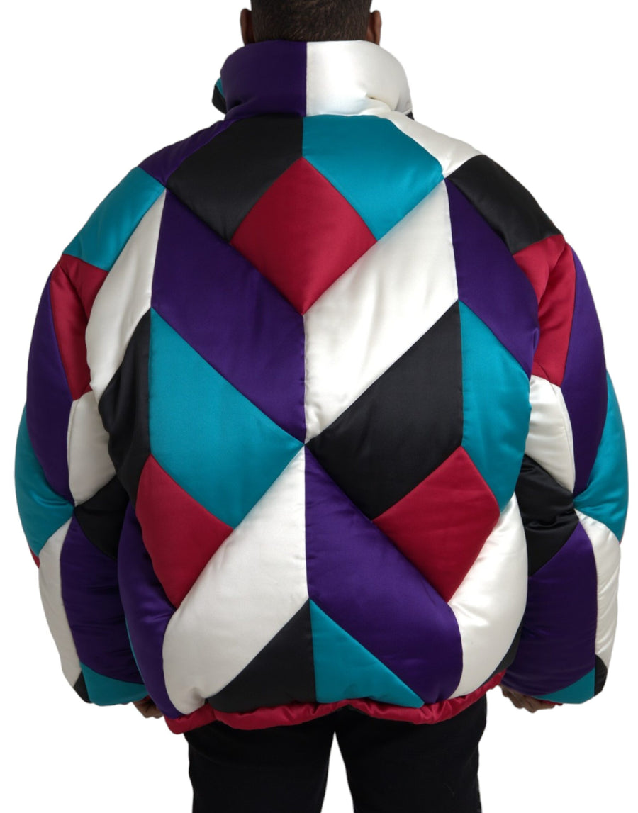 Dolce & Gabbana Multicolor Logo Windbreaker Puffer Jacket