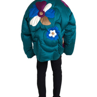 Dolce & Gabbana Multicolor Floral Windbreaker Puffer Jacket