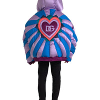 Dolce & Gabbana Multicolor Heart Logo Hooded Puffer Jacket