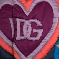 Dolce & Gabbana Multicolor Heart Logo Hooded Puffer Jacket