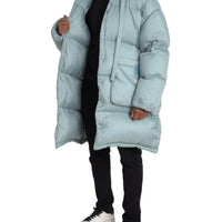 Dolce & Gabbana Light Blue Quilted Hooded Puffer Jacket Men