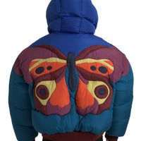 Dolce & Gabbana Multicolor Butterfly Hooded Puffer Jacket