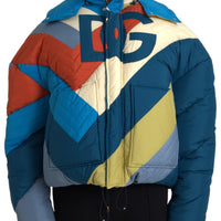 Dolce & Gabbana Multicolor Logo Windbreaker Puffer Jacket