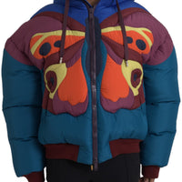 Dolce & Gabbana Multicolor Butterfly Hooded Puffer Jacket