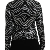 Dolce & Gabbana Black Silver Sequined Polyester Sweater