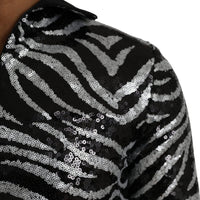 Dolce & Gabbana Black Silver Sequined Polyester Sweater