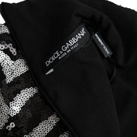 Dolce & Gabbana Black Silver Sequined Polyester Sweater