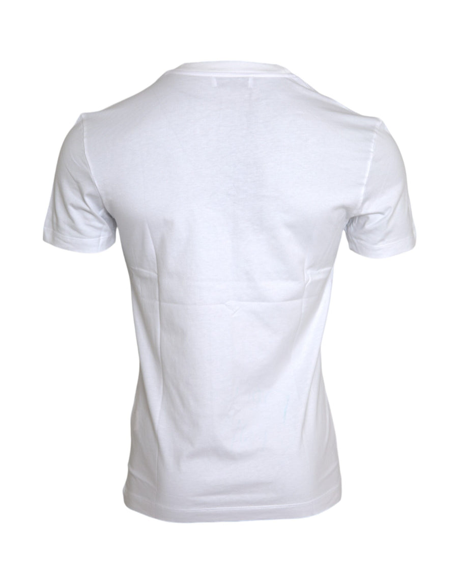 Dolce & Gabbana White Cotton DG Applique Men Casual T-shirt