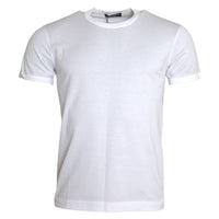 Dolce & Gabbana White Cotton Round Neck Short Sleeve T-shirt