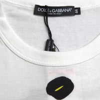 Dolce & Gabbana White Graphic Cotton Short Sleeves Men T-shirt