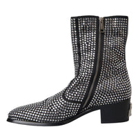 Dolce & Gabbana Black Rhinestone Crystal Chelsea Boots Shoes