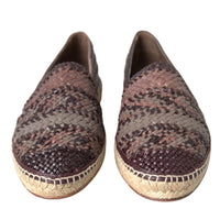 Dolce & Gabbana Brown Buffalo Leather Espadrille Flats Shoes