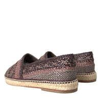 Dolce & Gabbana Brown Buffalo Leather Espadrille Flats Shoes