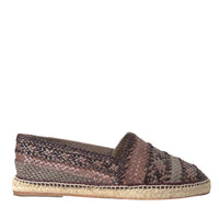 Dolce & Gabbana Brown Buffalo Leather Espadrille Flats Shoes