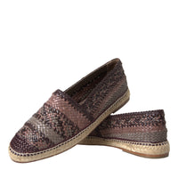 Dolce & Gabbana Brown Buffalo Leather Espadrille Flats Shoes