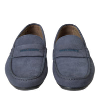 Dolce & Gabbana Blue Calf Leather Slip On Moccasin Shoes