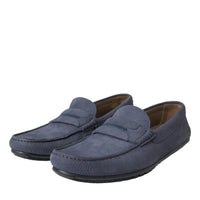 Dolce & Gabbana Blue Calf Leather Slip On Moccasin Shoes