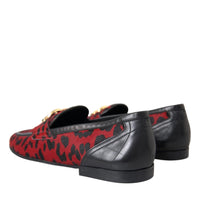 Dolce & Gabbana Red Black Leopard DG Loafers Formal Men Shoes