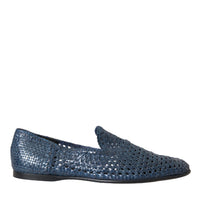 Dolce & Gabbana Blue Woven Leather Slip On Loafers Men Shoes