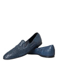 Dolce & Gabbana Blue Woven Leather Slip On Loafers Men Shoes
