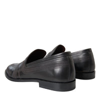 Dolce & Gabbana Black Brown Leather Loafer Men Dress Shoes