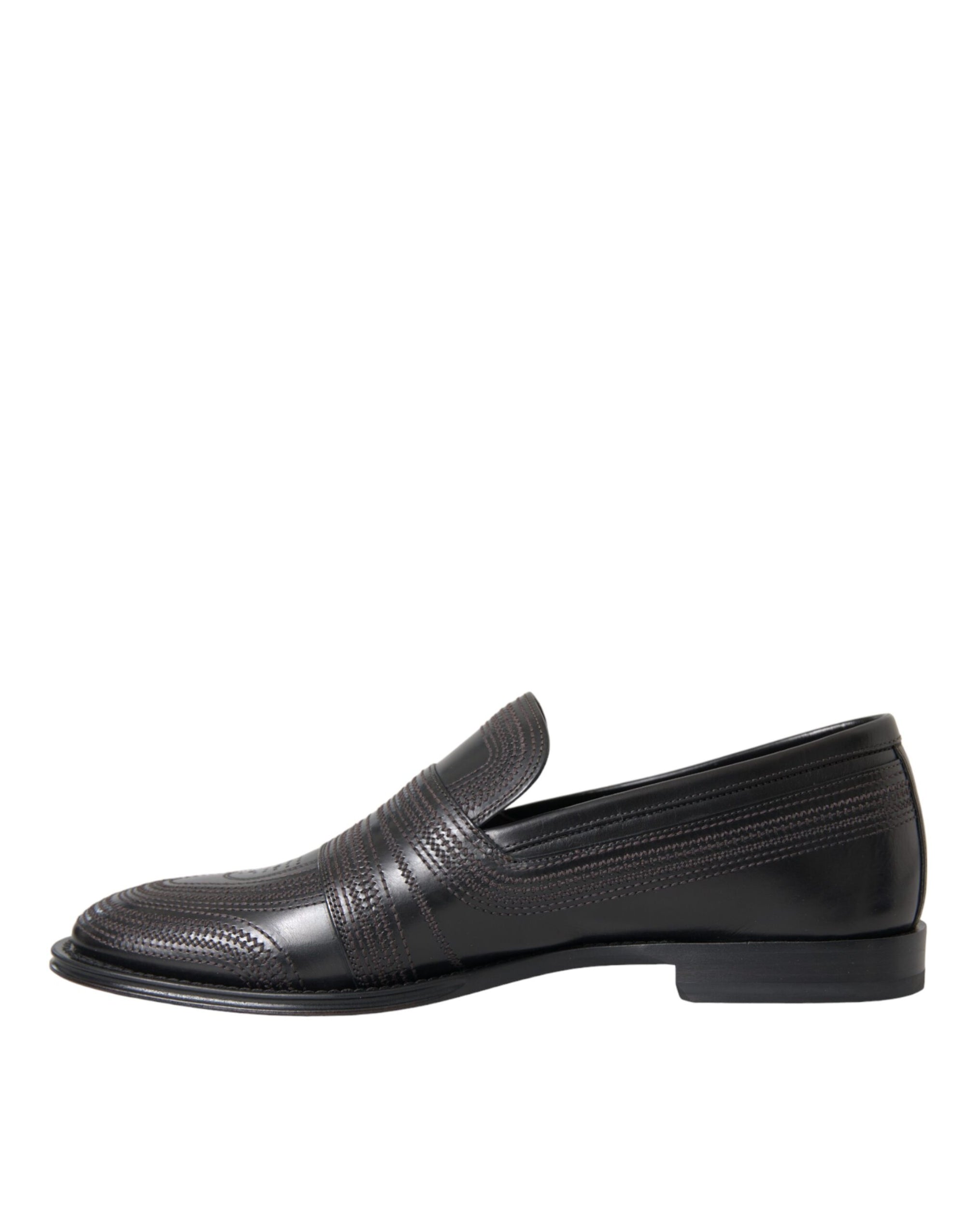 Dolce &amp; Gabbana Black Brown Leather Loafer Men Dress Shoes