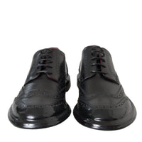 Dolce & Gabbana Black Leather Oxford Wingtip Formal Men Shoes