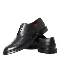 Dolce & Gabbana Black Leather Oxford Wingtip Formal Men Shoes