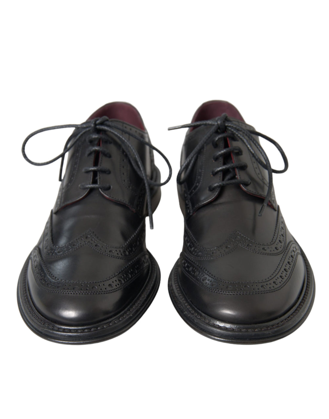 Dolce & Gabbana Black Leather Oxford Wingtip Formal Men Shoes