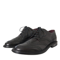 Dolce & Gabbana Black Leather Oxford Wingtip Formal Men Shoes