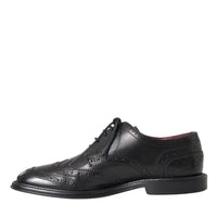 Dolce & Gabbana Black Leather Oxford Wingtip Formal Men Shoes