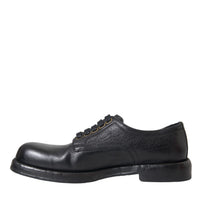 Dolce & Gabbana Black Horse Leather Derby Men Dress Shoes