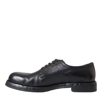 Dolce & Gabbana Black Horse Leather Derby Men Dress Shoes