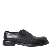 Dolce & Gabbana Black Horse Leather Derby Men Dress Shoes