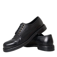 Dolce & Gabbana Black Horse Leather Derby Men Dress Shoes