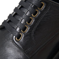 Dolce & Gabbana Black Horse Leather Derby Men Dress Shoes