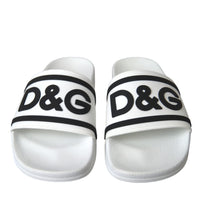 Dolce & Gabbana White Black Sandals Rubber Beachwear Shoes