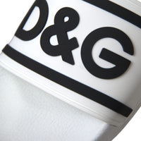 Dolce & Gabbana White Black Sandals Rubber Beachwear Shoes