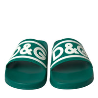 Dolce & Gabbana Green White Sandals Rubber Beachwear Shoes